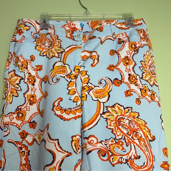 J. McLaughlin Pants Women's Orange And Blue Paisley Print Modal Spandex Size 10 - Picture 2 of 15